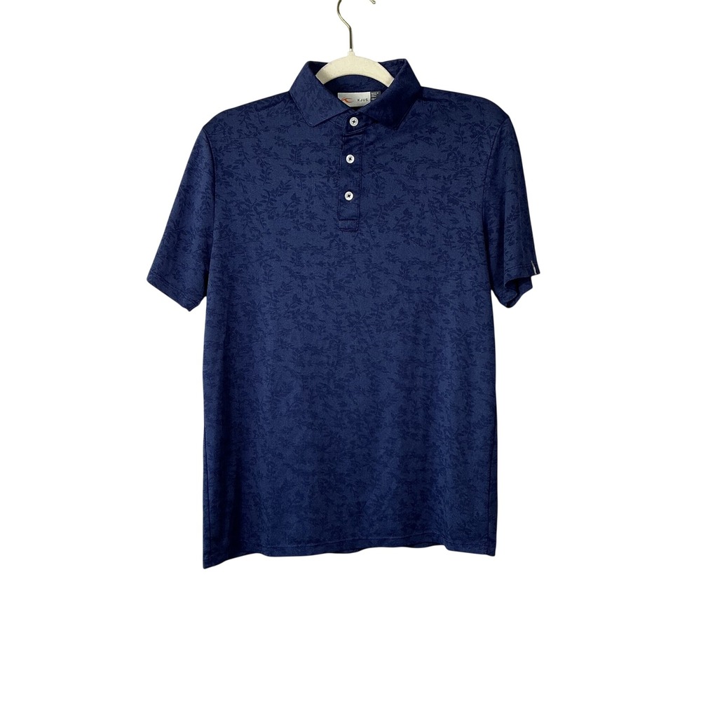 KJUS Mens Navy Blue Floral Jacquard Sport Fit Golf Polo Shirt Size 48 S